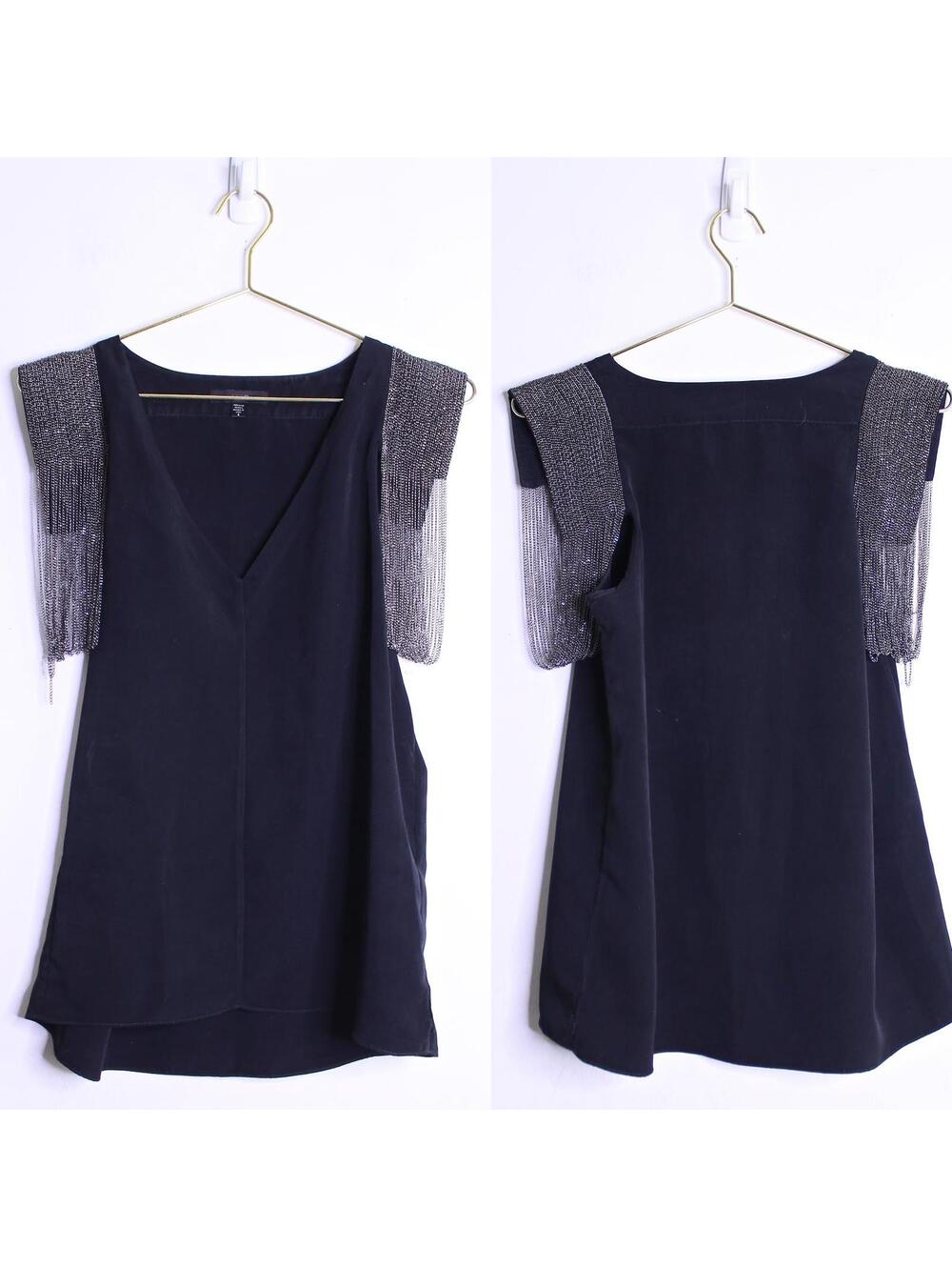 Joes Jeans Black Epaulette Embellished Evening Blouse - Small